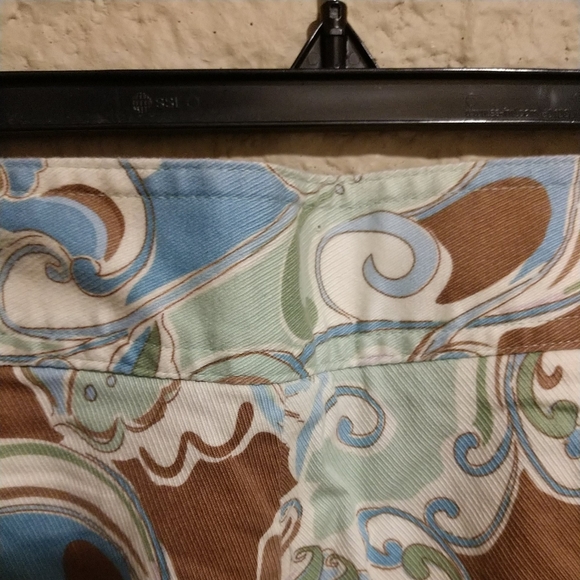 Nicole Miller Capri's Women's Paisley Design Pockets Button Front Size 10 - Picture 9 of 13